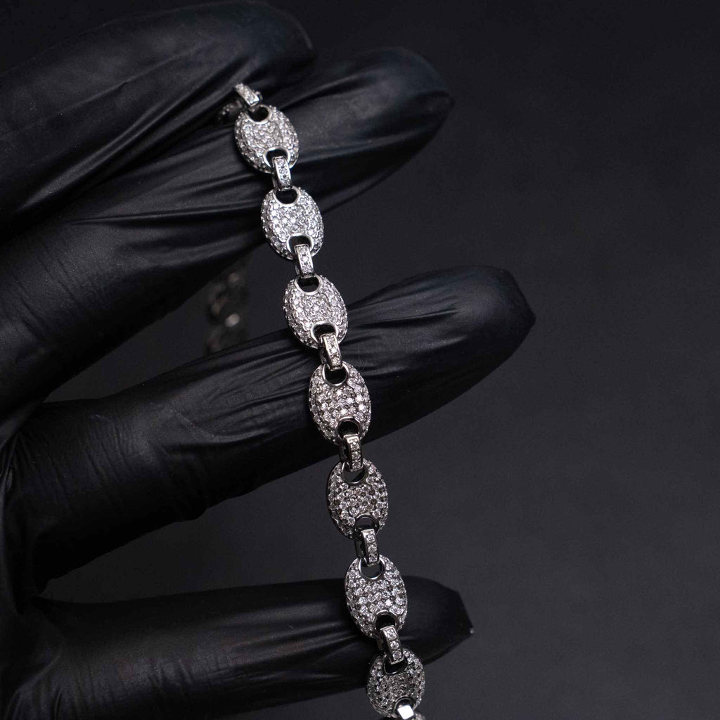 Moissanite Puffed Mariner Link Bracelet 925 Sterling Silver